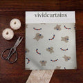 Curtain Fabric Swatch – Cute Bear Party (Sage Green)