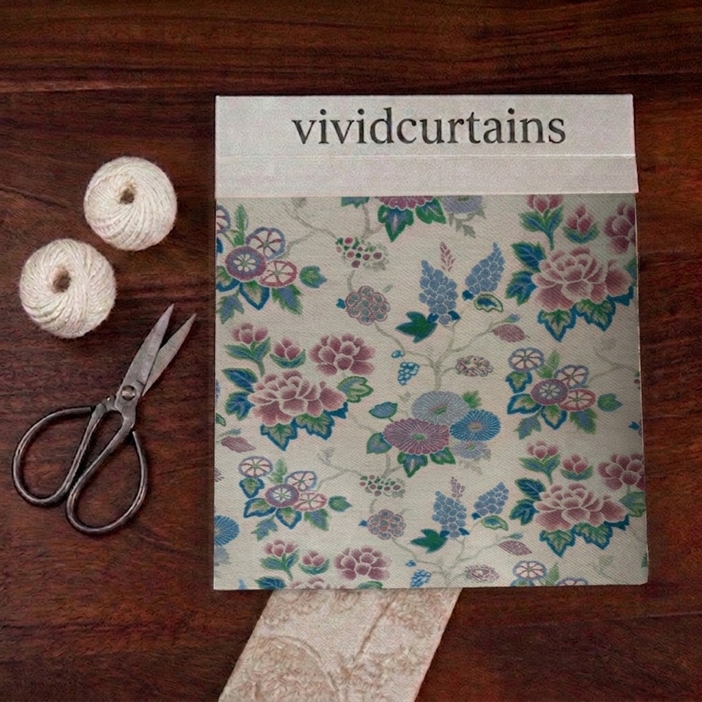 Curtain Fabric Swatch – Dark Rose Floral (Black Background)