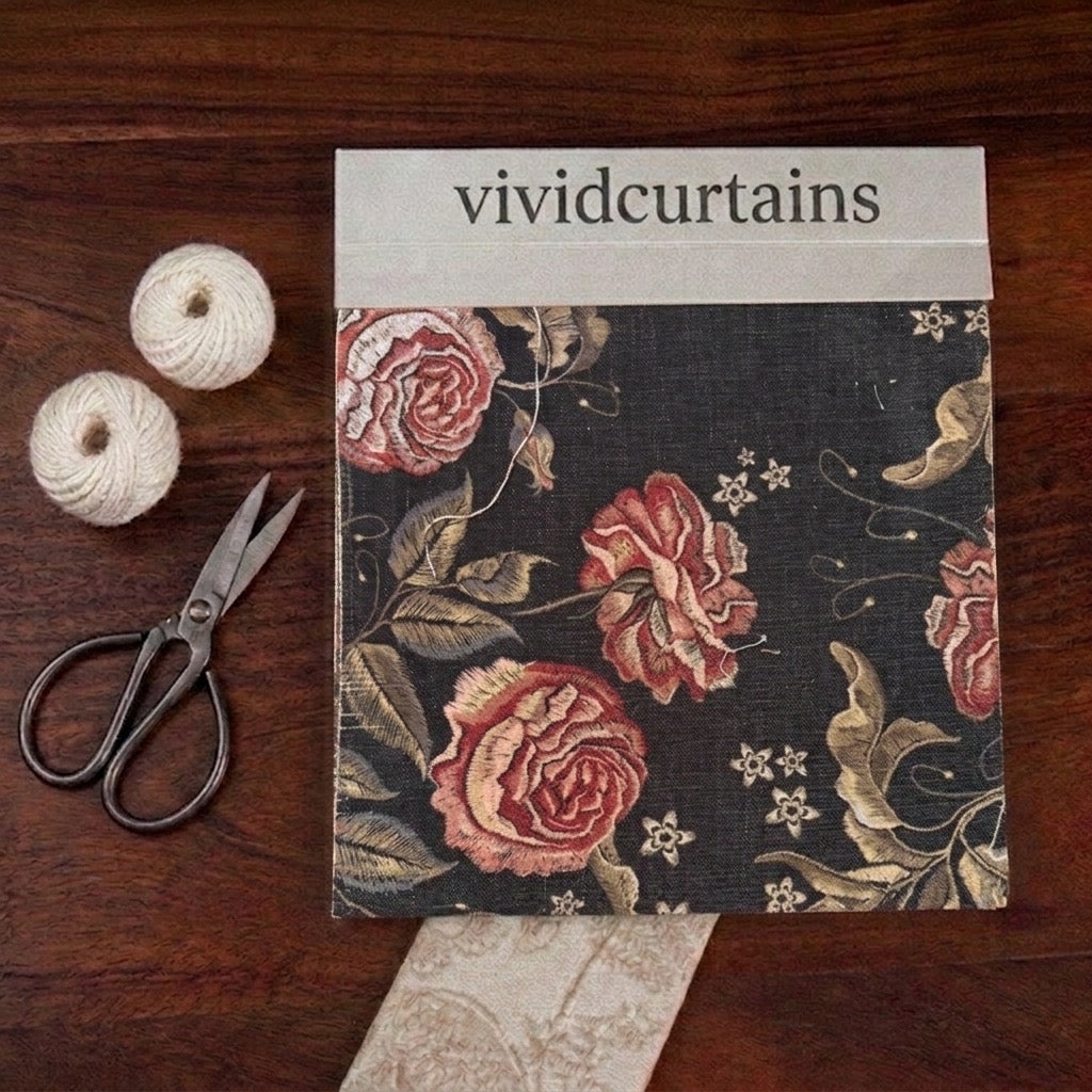 Curtain Fabric Swatch – Vintage Wildflower (Cream & Red)