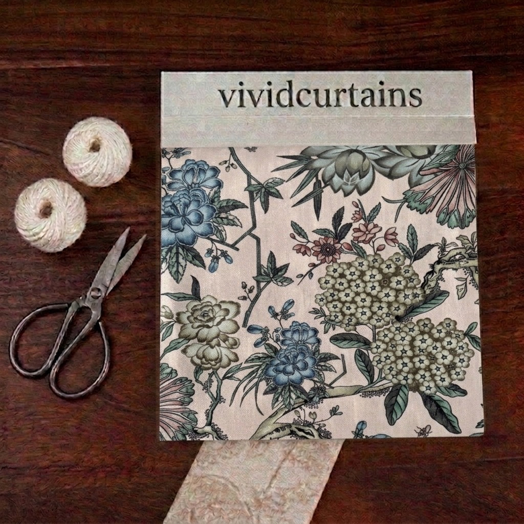 Curtain Fabric Swatch – Whimsical Sheep (Natural Linen)