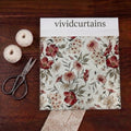 Curtain Fabric Swatch – Vintage Garden Floral (Burgundy & Cream)